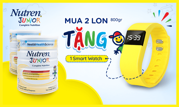 Mua Nutren Junior được tặng đồng hồ thông minh theo dõi sức khỏe cho bé yêu.