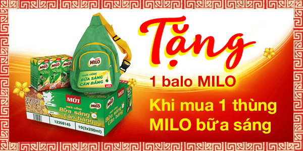 Mua 1 thùng Nestlé MILO Bữa Sáng Cân Bằng tặng ngay 1 balo năng động.