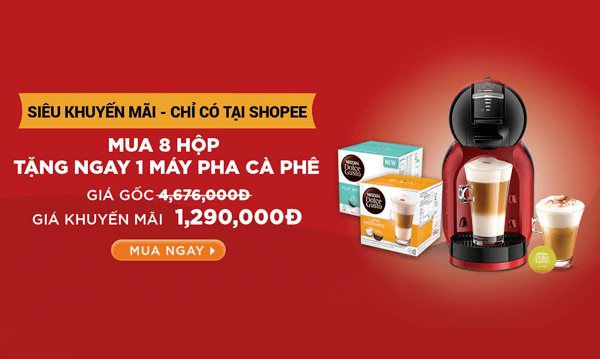 Mua COMBO 08 hộp viên nén NESCAFÉ Dolce Gusto được tặng kèm 01 máy Pha cà phê Mini Me.