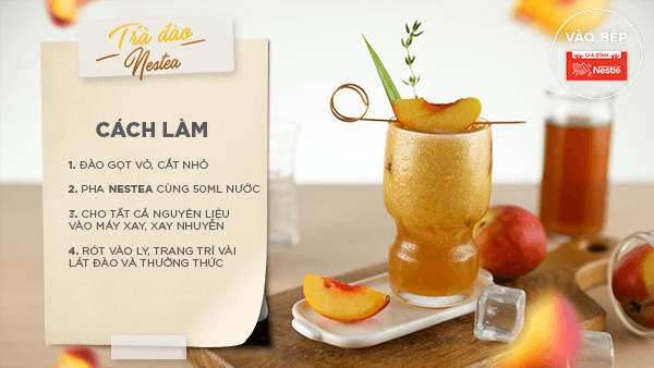 Chỉ với 4 bước đơn giãn, bạn sẽ có thể tự tay pha chế Trà đào NESTEA ngon ngất ngay.