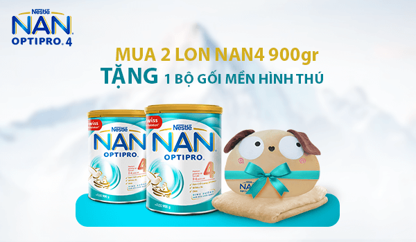 Có ngay Bộ gối mền hình thú siêu dễ thương khi mua 2 lon NAN Optipro 4 - 900gr