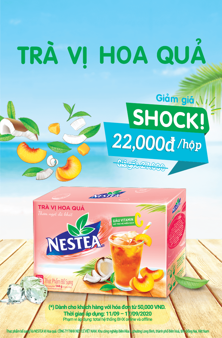 Trà hoa quả NESTEA đã có mặt tại Bách hóa Xanh