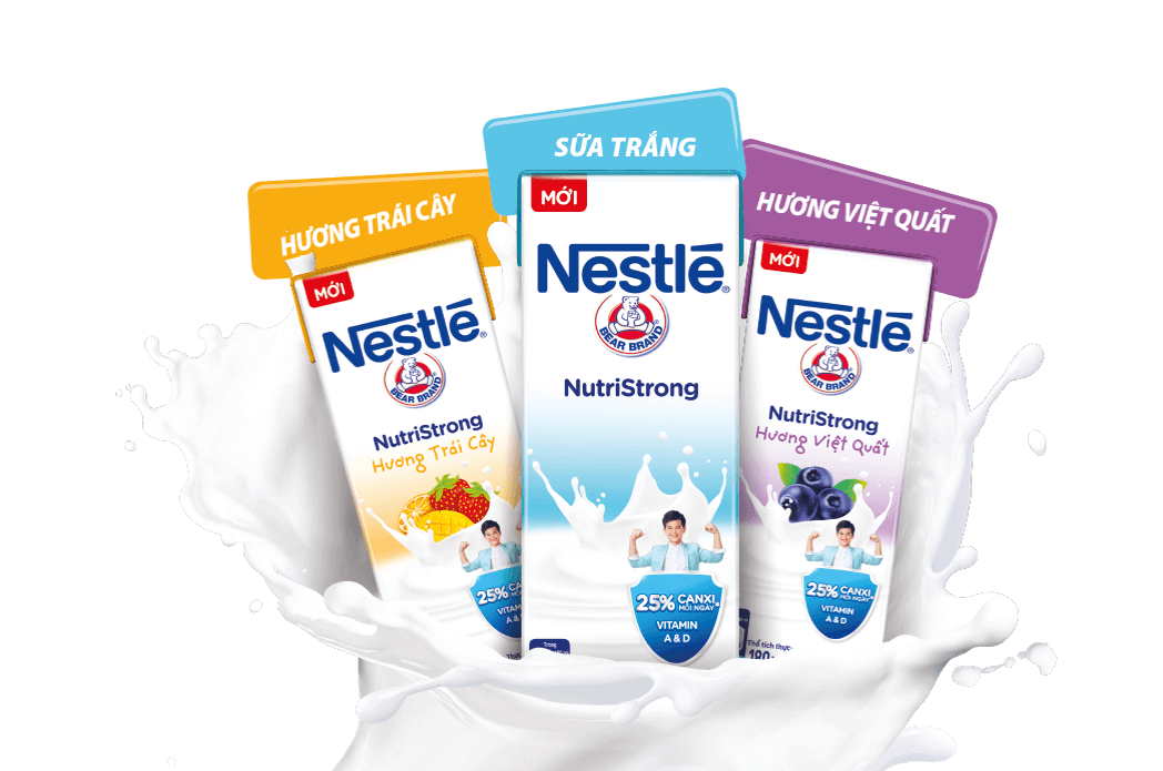 Sữa nước Nestlé dạng hộp giấy uống liền tiện lợi, thích hợp khi ở nhà và tiện dụng khi đi học, vui chơi.
