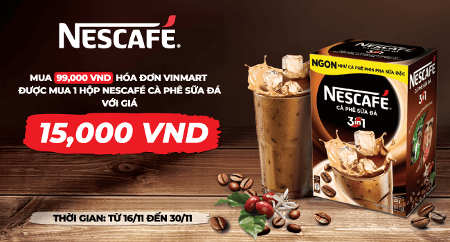 NESCAFÉ Cà phê sữa đá giảm giá "đậm sâu" khi mua tại hệ thống Vinmart và Vinmart+