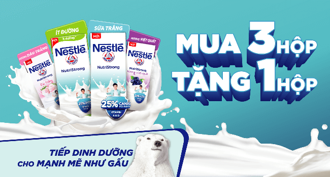 Khuyến mãi Sữa nước Nestlé: Mua 3 hộp tặng 1 hộp