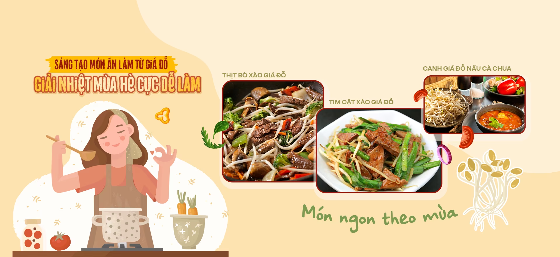 Món ngon theo mùa - Sáng tạo món ăn làm từ giá đỗ giải nhiệt mùa hè cực dễ làm