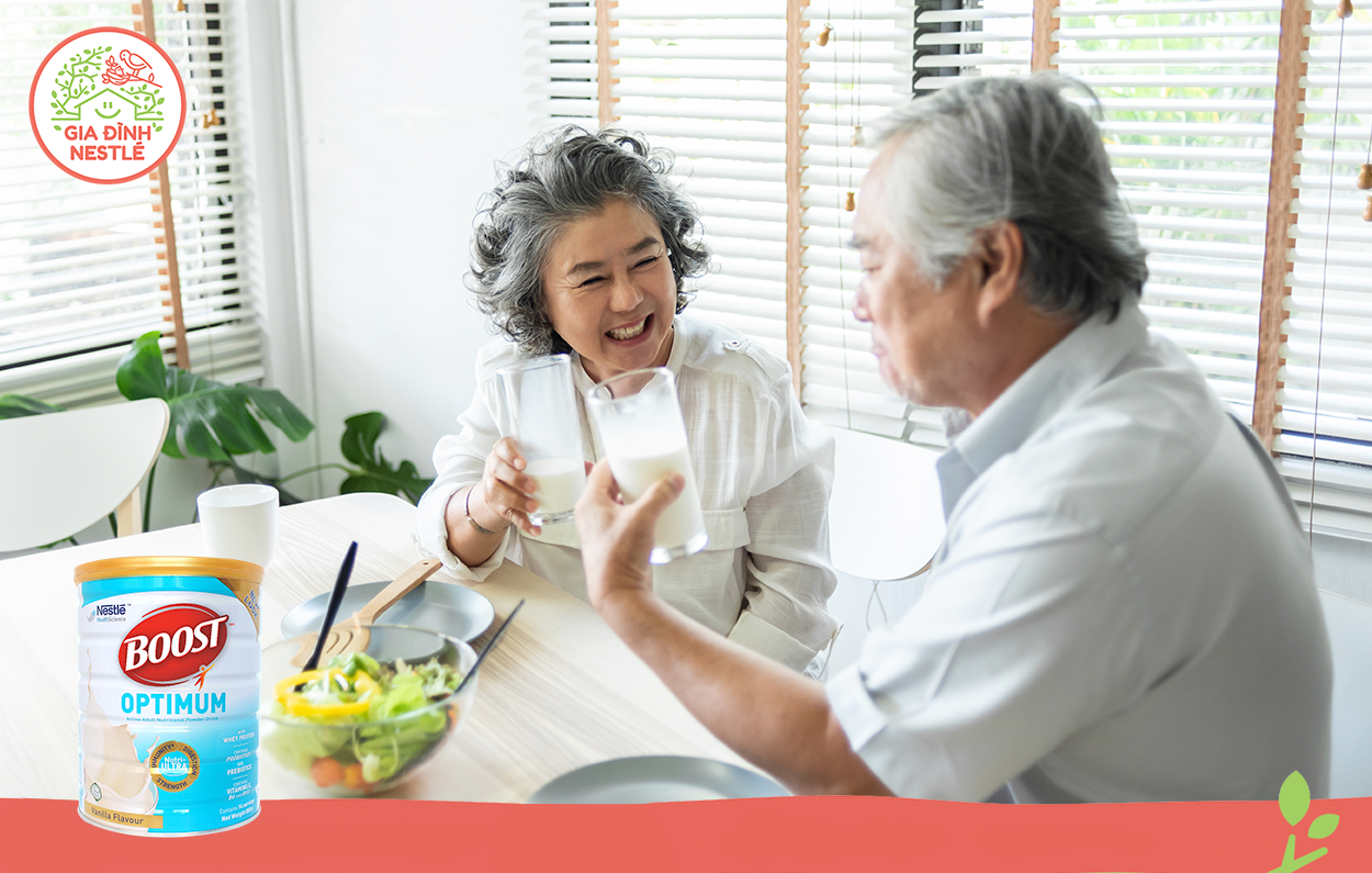 Giúp ba mẹ phòng ngừa bệnh tim mạch, huyết áp và bổ sung đạm hiệu quả với BOOST OPTIMUM - dinh dưỡng chuyên biệt cho người lớn tuổi từ Nestlé Thuỵ Sĩ 