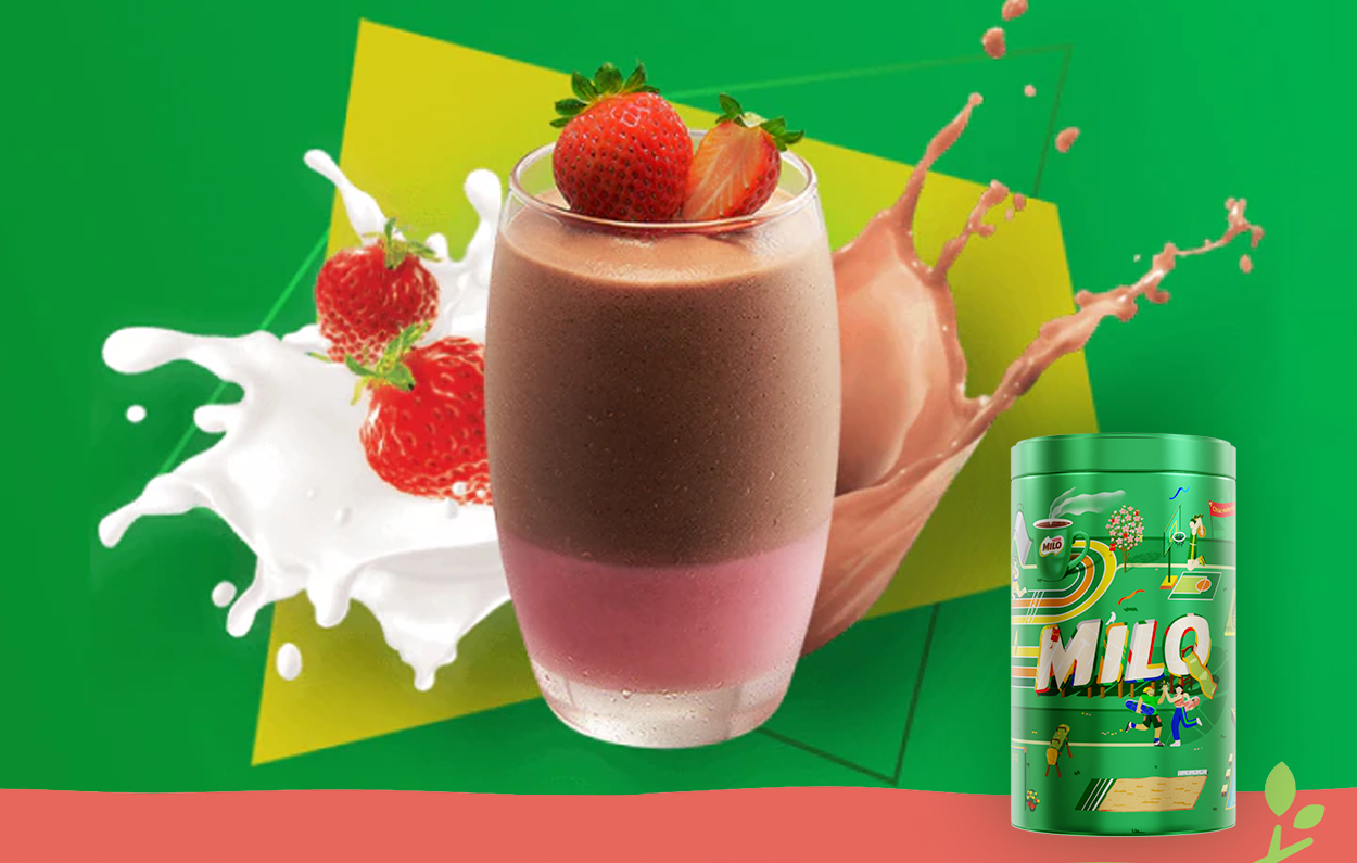 Tết này đừng quên trổ tài thực hiện món MILO dâu giàu năng lượng và thơm ngon để khởi đầu một năm đầy bức phá nhé!