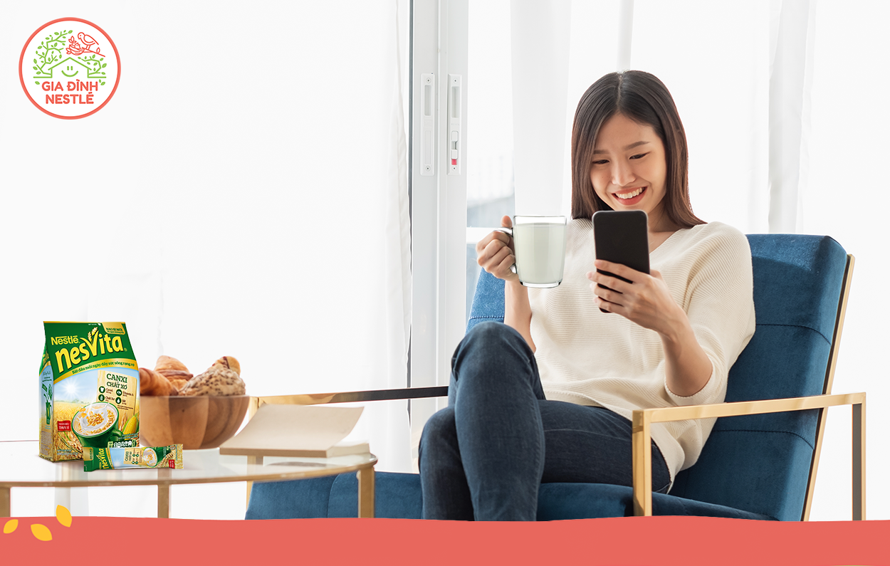 Một ly ngũ cốc dinh dưỡng Nesvita ấm nóng là hoàn hảo cho bữa sáng