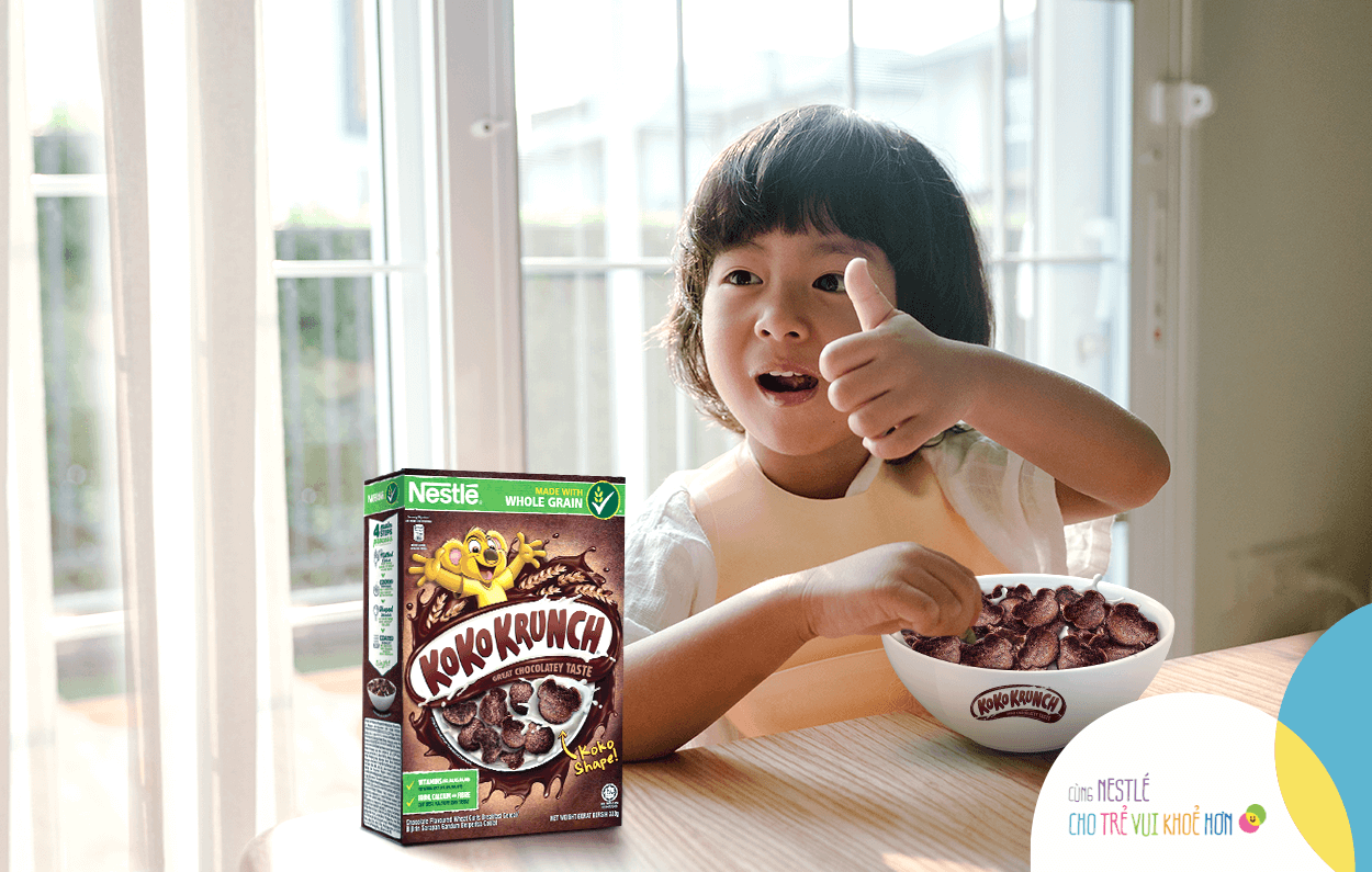 Bánh ngũ cốc ăn sáng Nestlé KOKO KRUNCH - làm từ ngũ cốc nguyên cám – vừa dinh dưỡng, vừa tiện lợi