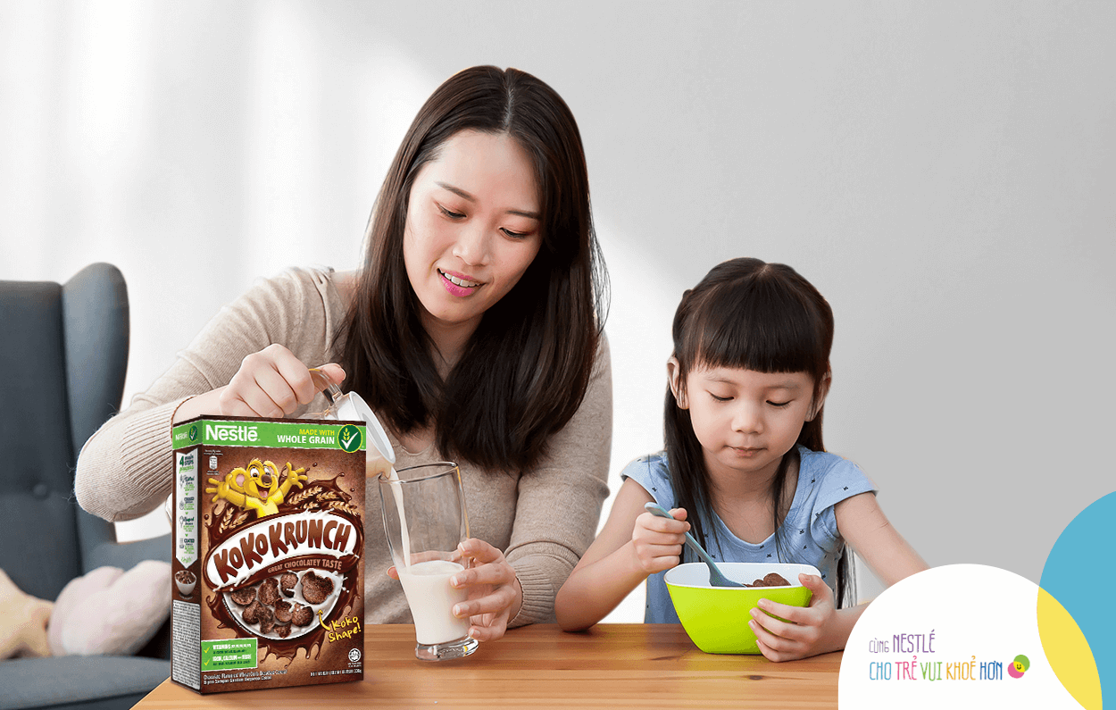  Để có sức khỏe tốt hãy cho bé ăn Bánh Nestlé Koko Krunch ít đường, giàu dinh dưỡng