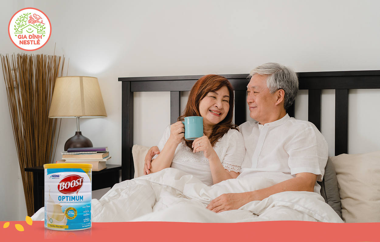 Cho NCT nói chung và ba mẹ nói riêng dùng Boost Optimum - dinh dưỡng chuyên biệt cho người lớn tuổi từ Nestle Thuỵ Sĩ giúp cải thiện sức khoẻ sau 6 tuần – là cách để ngủ ngon và sâu hơn.