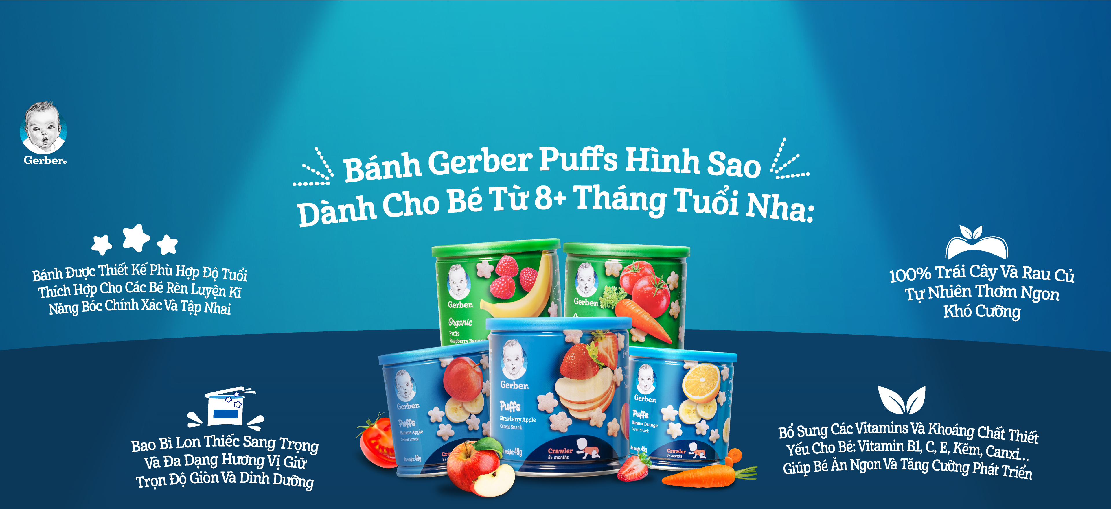 Bánh ăn dặm Gerber Puffs hình sao 